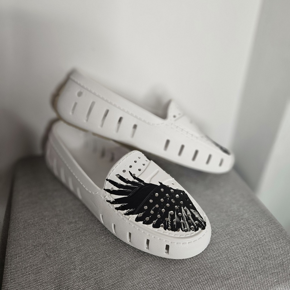 Floafers Hardy M+c Driving Loafers Womens 8 White Slip-On Rubber Country Club - Picture 7 of 11